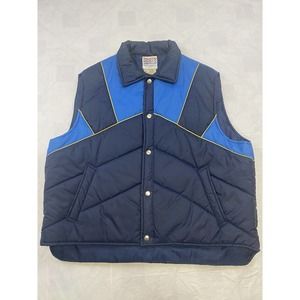 Vintage SIGALLO Mens XL 100% Nylon Waterproof Vest Blue Color Block